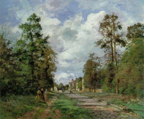 camille-pissarro-The-Road-to-Louveciennes-at-the-Outskirts-of-the-Forest-1871